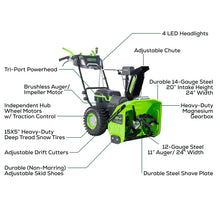 Load image into Gallery viewer, 82V Dual Stage Snow Thrower with (3) 6Ah Batteries and Dual Port Charger
