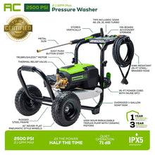 Load image into Gallery viewer, 2500-PSI Brushless Pressure Washer with Industrial-Grade Pump (PW-2500C)
