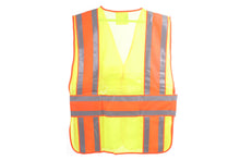 Load image into Gallery viewer, (LARGE)CLASS II VEST GREEN, TWO 1&quot;SILVER ON 4.5&quot; ORANGE,F/SOLID,B/SOLID -
