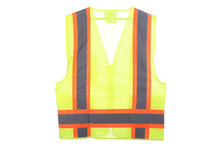 Load image into Gallery viewer, Surveyor, Class II LIME vest, Solid Front/Mesh back, micro tab, multiple pockets
