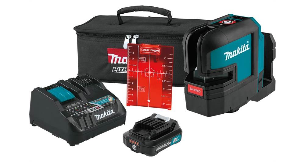 2021 Makita 12V max CXT® Lithium-Ion Cordless Self-Leveling Cross-Line Red Beam Laser Kit (2.0Ah) (SK105DNAX)