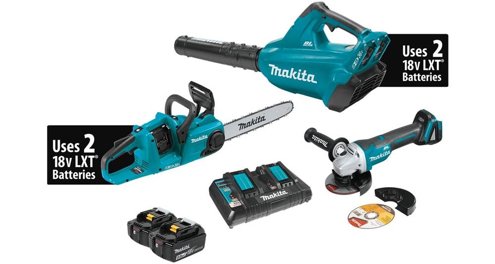 2021 Makita 36V (18V X2) LXT® Brushless 2-Pc. Combo Kit (5.0Ah) and Brushless Angle Grinder (XT276PTX)