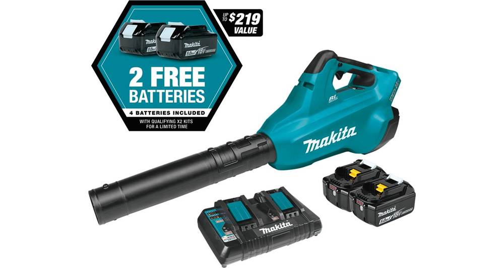 2021 Makita 36V (18V X2) LXT® Brushless Blower Kit with 4 Batteries (5.0Ah) (XBU02PT1)
